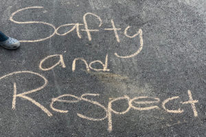 safety and respect chalk sign